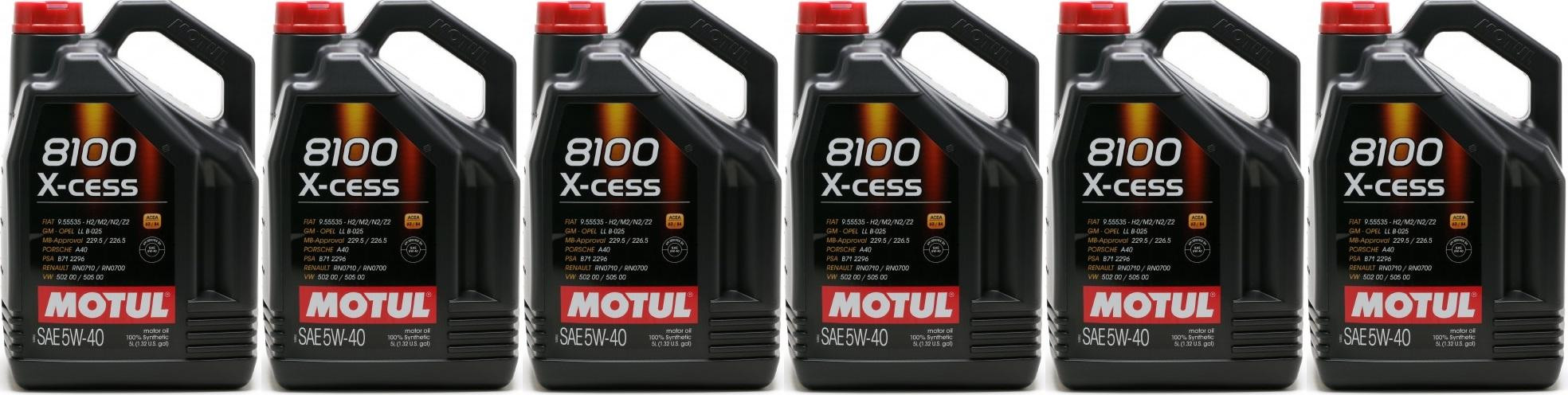 Motul 8100 X-cess 5W-40 Motoröl 6x 5 = 30 Liter