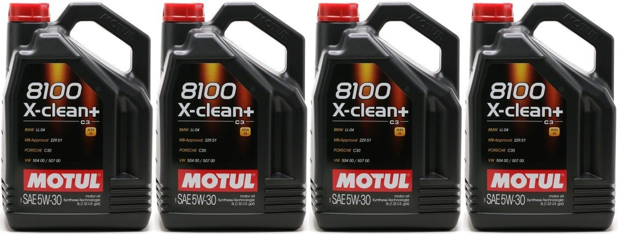 Motul 8100 X-clean + 5W-30 Motoröl 4x 5 = 20 Liter