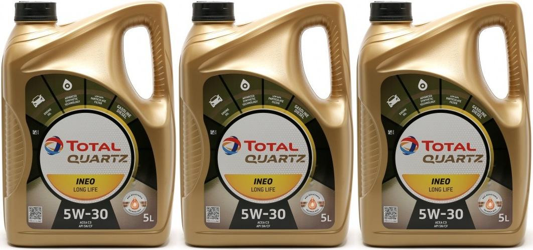 TOTAL Quartz Ineo L Life 5W-30 VW504 00/507 00 Longlife-3 Motoröl 3x5 = 15 Liter