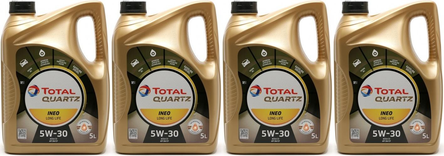 TOTAL Quartz Ineo L Life 5W-30 VW504 00/507 00 Longlife-3 Motoröl 4x5 = 20 Liter