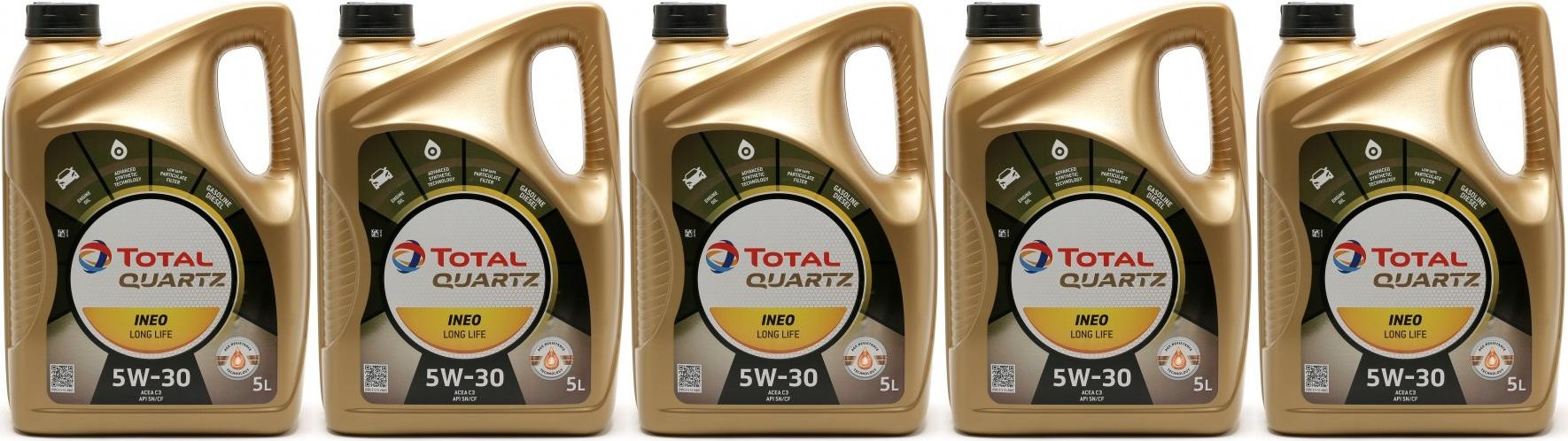 TOTAL Quartz Ineo L Life 5W-30 VW504 00/507 00 Longlife-3 Motoröl 5x5 = 25 Liter