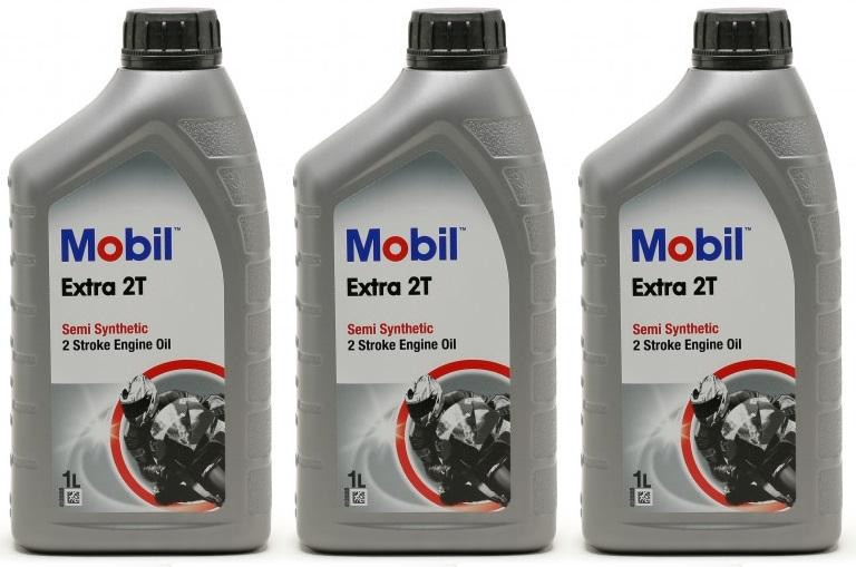 Mobil Extra 2T teilsynthetisches Motorrad Motoröl 3x 1l = 3 Liter