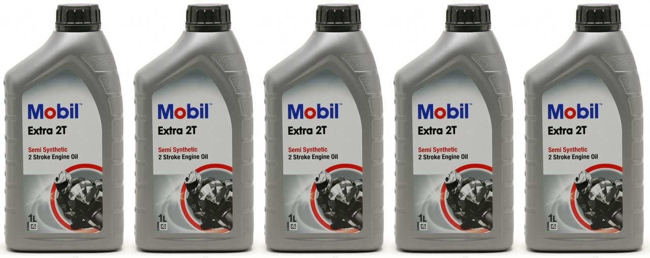 Mobil Extra 2T teilsynthetisches Motorrad Motoröl 5x 1l = 5 Liter
