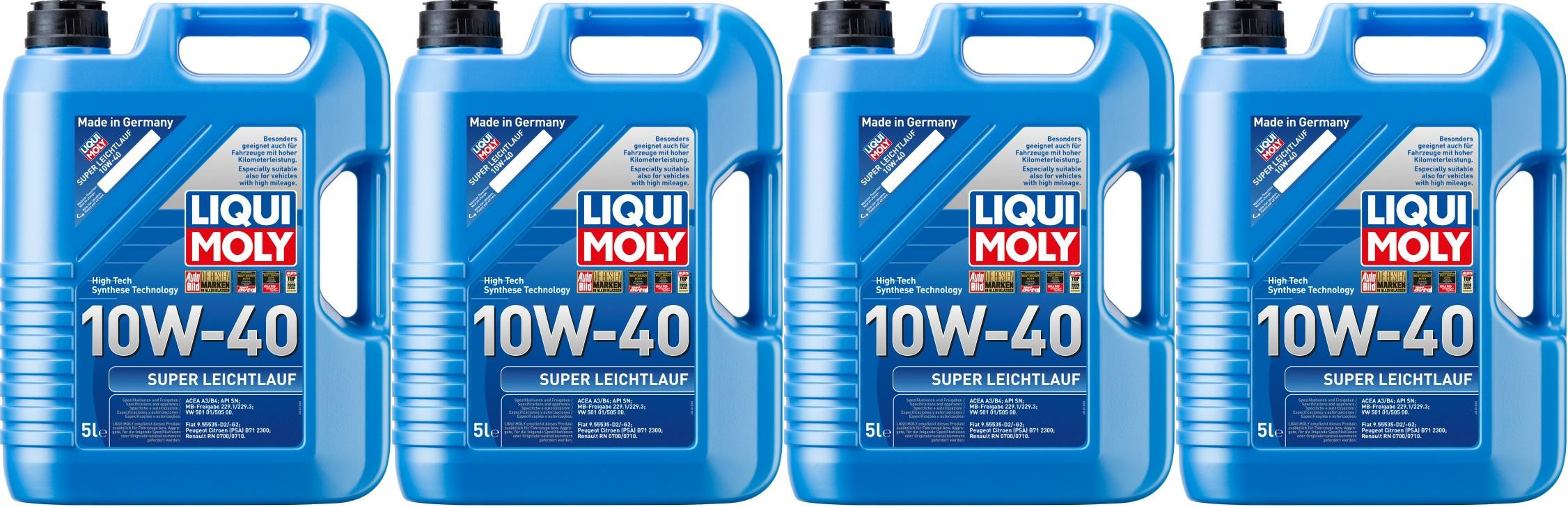 Liqui Moly 1301 Super Leichtlauföl 10W-40 Diesel & Benziner Motoröl 4x5=20 Liter