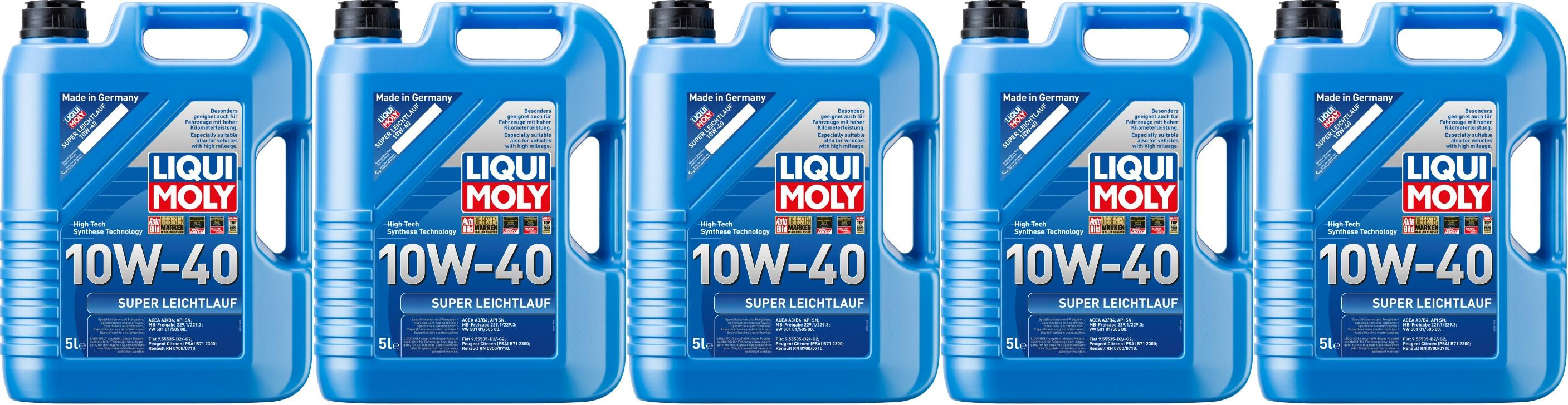 Liqui Moly 1301 Super Leichtlauföl 10W-40 Diesel & Benziner Motoröl 5x5=25 Liter