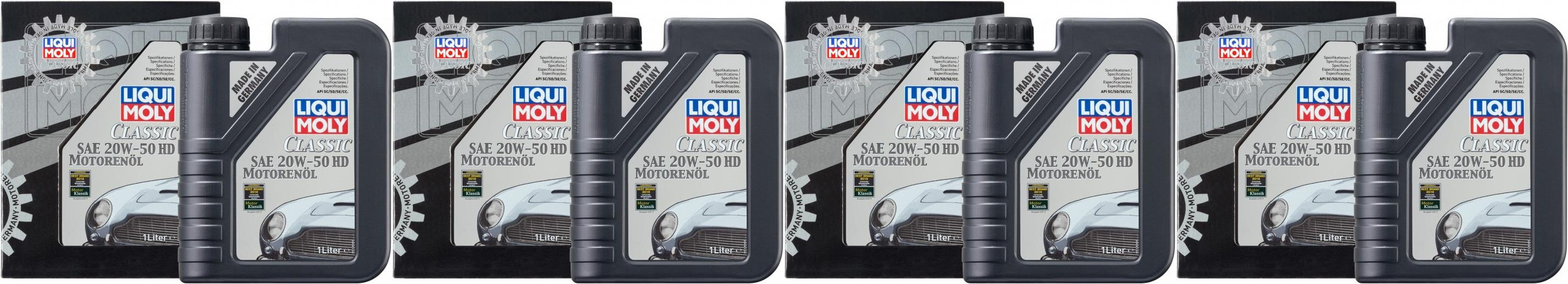 Liqui Moly 1128 Classic Motorenöl SAE 20W-50 HD 4x 1l = 4 Liter