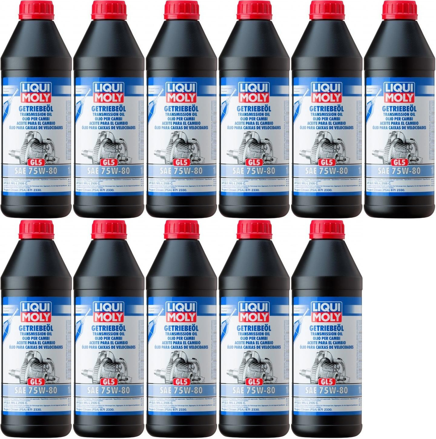 Liqui Moly 3658 Getriebeöl GL5 75W-80 11x 1l = 11 Liter