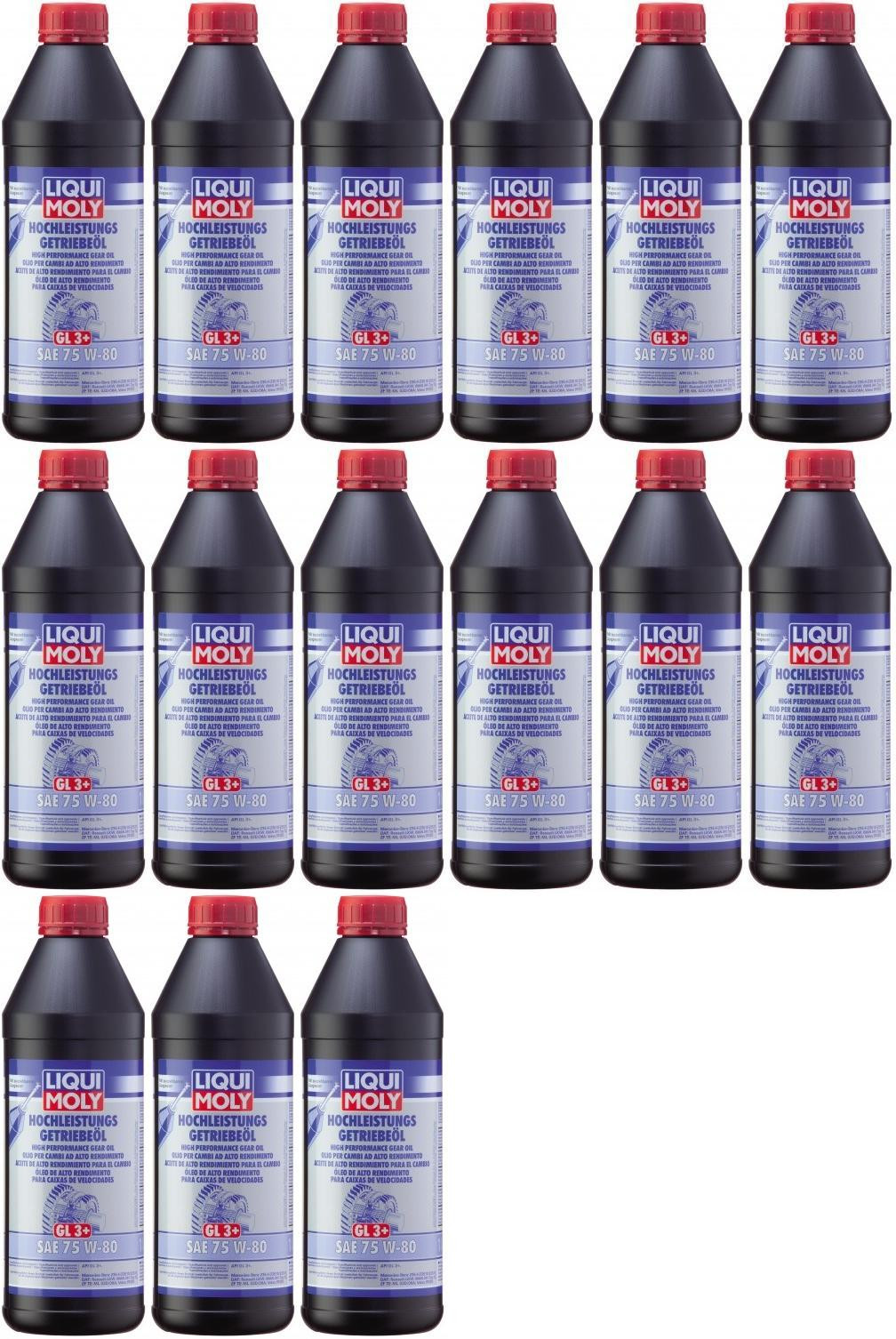 Liqui Moly 4427 Hochleistungs Getriebeöl GL3+ SAE 75W-80 15x 1l = 15 Liter