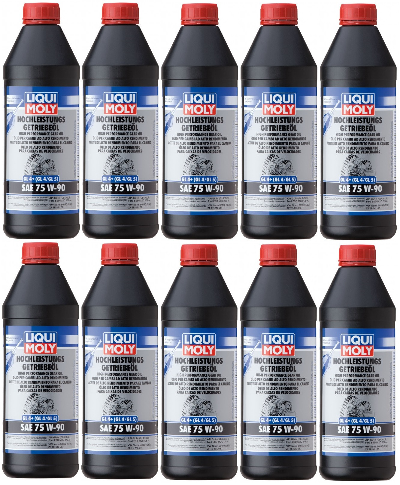 Liqui Moly 4434 Hochleistungs Getriebeöl GL4+ (GL4/GL5) 75W-90 10x 1l = 10 Liter