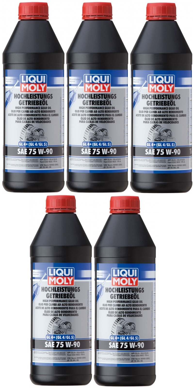 Liqui Moly 4434 Hochleistungs Getriebeöl GL4+ (GL4/GL5) 75W-90 5x 1l = 5 Liter