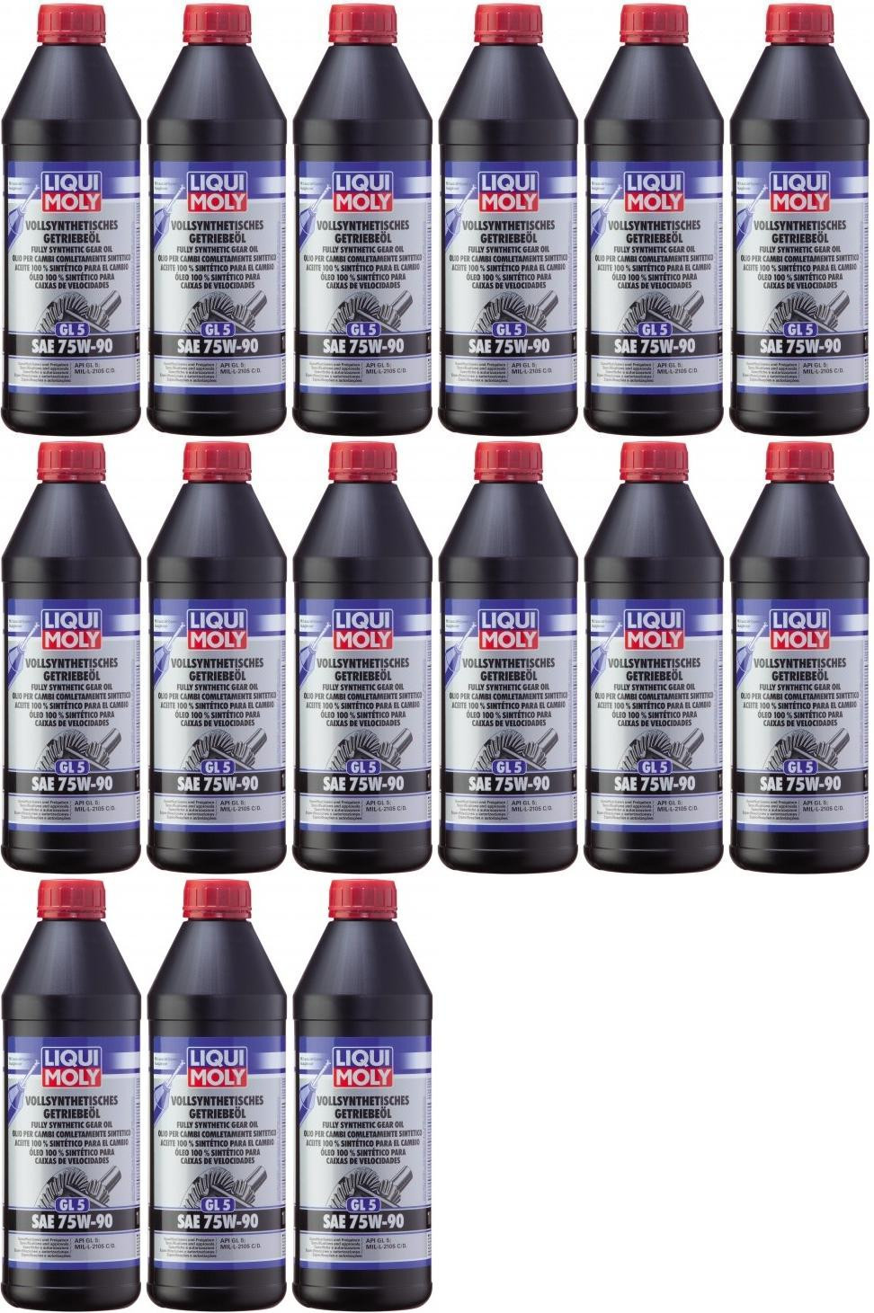 Liqui Moly 1414 Vollsynthetisches Getriebeöl GL5 SAE 75W-90 15x 1l = 15 Liter