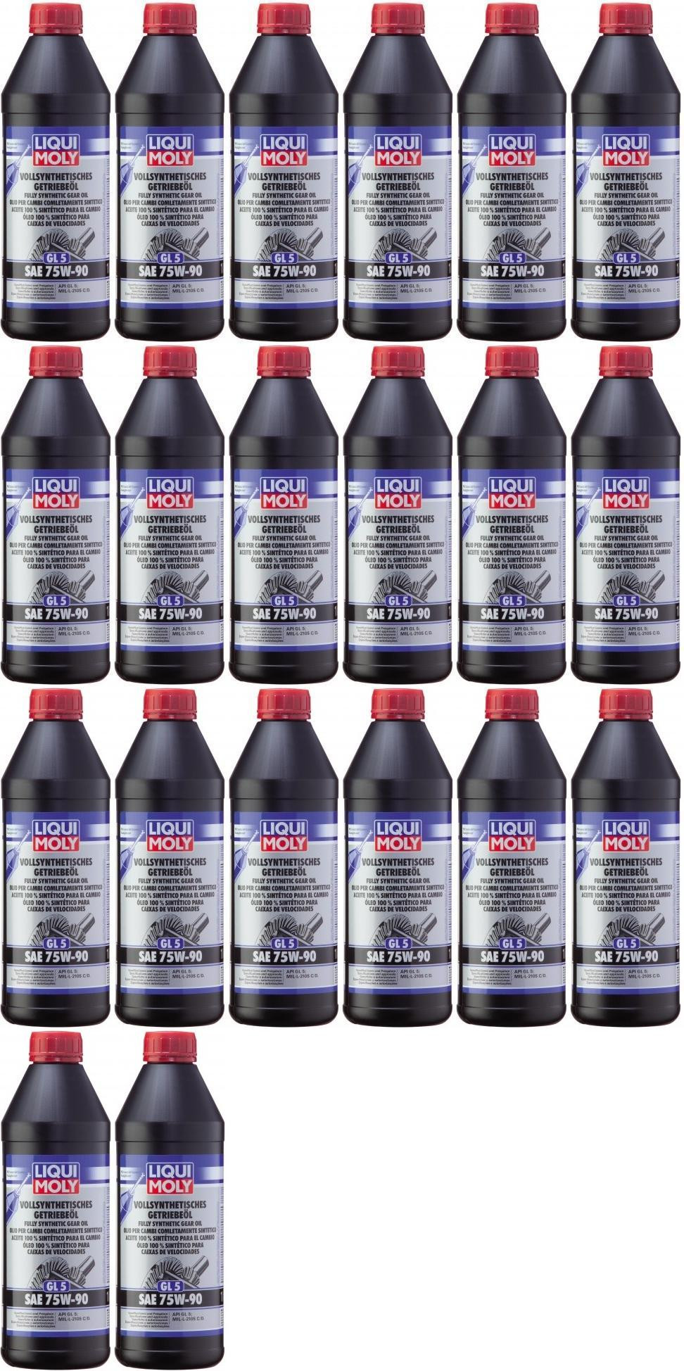 Liqui Moly 1414 Vollsynthetisches Getriebeöl GL5 SAE 75W-90 20x 1l = 20 Liter