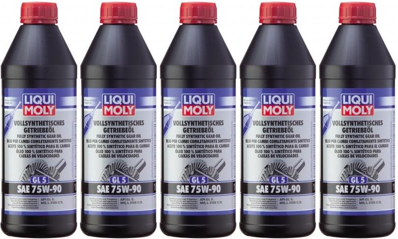 Liqui Moly 1414 Vollsynthetisches Getriebeöl GL5 SAE 75W-90 5x 1l = 5 Liter