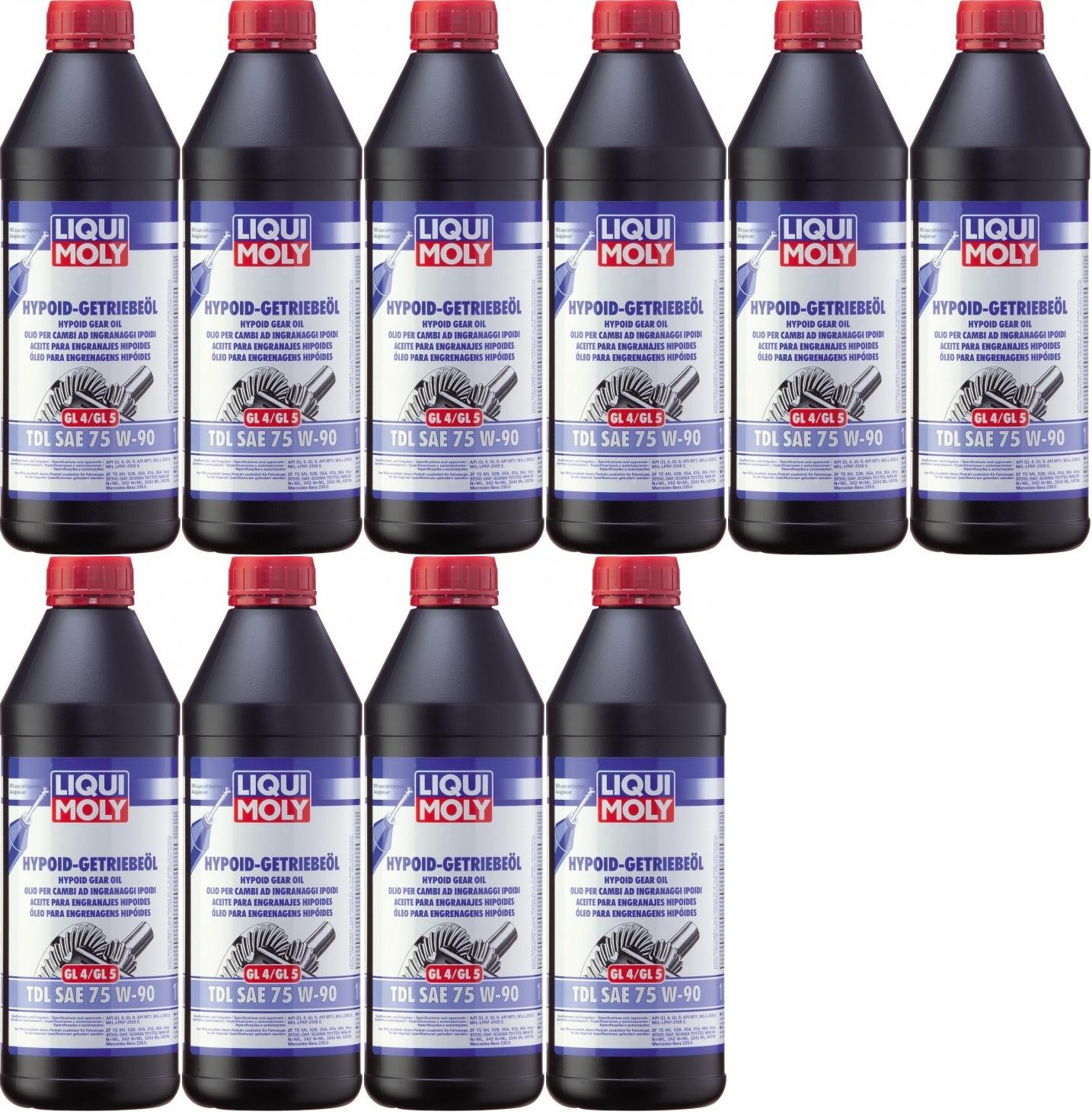 Liqui Moly 1407 Hypoid Getriebeöl TDL SAE 75W-90 GL4/GL5 10x 1l = 10 Liter