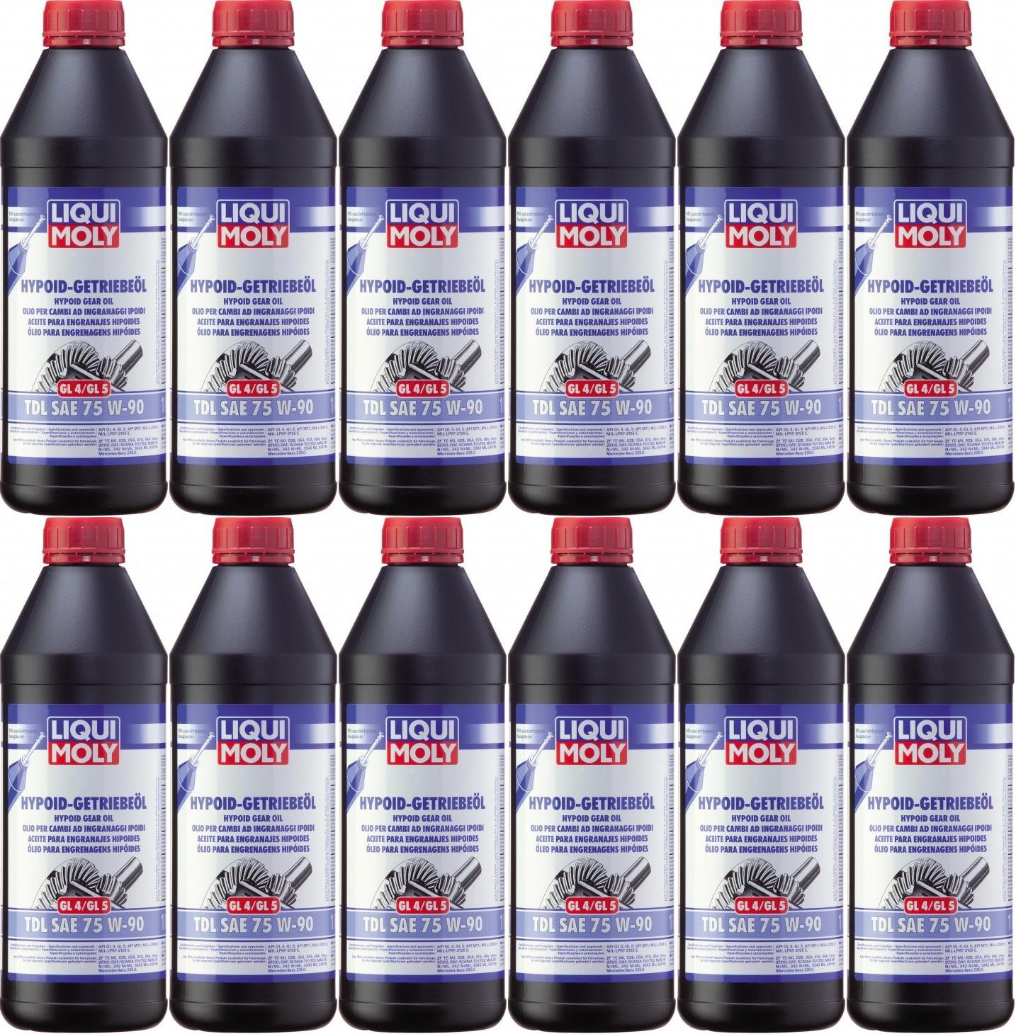 Liqui Moly 1407 Hypoid Getriebeöl TDL SAE 75W-90 GL4/GL5 12x 1l = 12 Liter