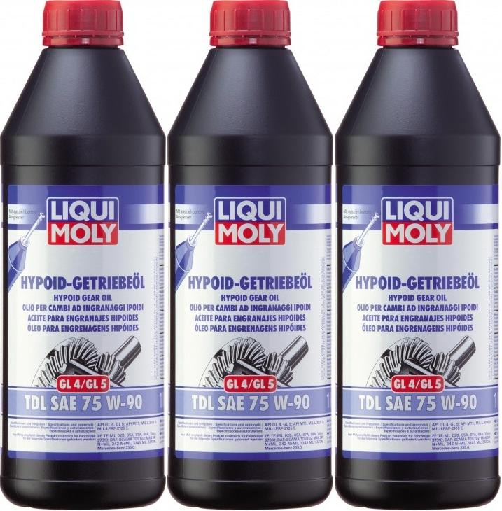 Liqui Moly 1407 Hypoid Getriebeöl TDL SAE 75W-90 GL4/GL5 3x 1l = 3 Liter