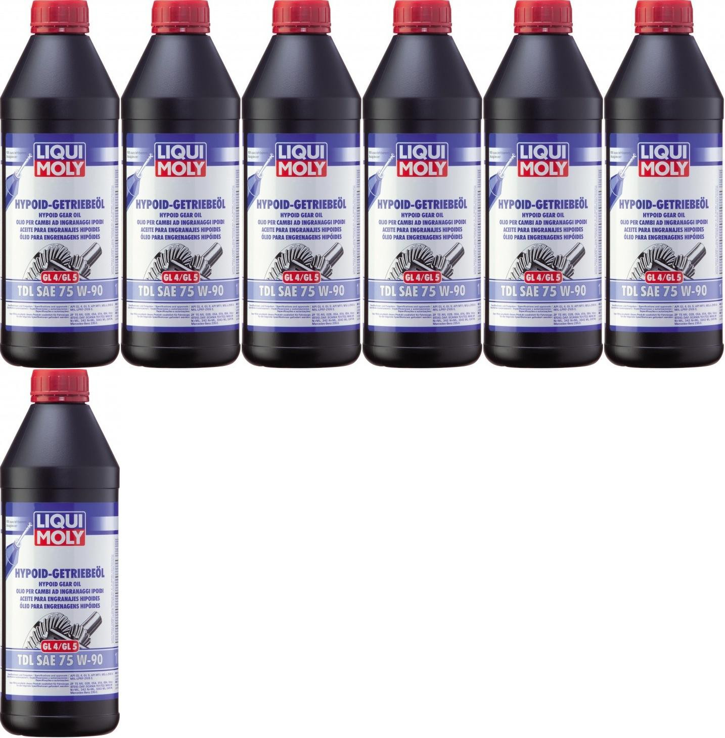 Liqui Moly 1407 Hypoid Getriebeöl TDL SAE 75W-90 GL4/GL5 7x 1l = 7 Liter