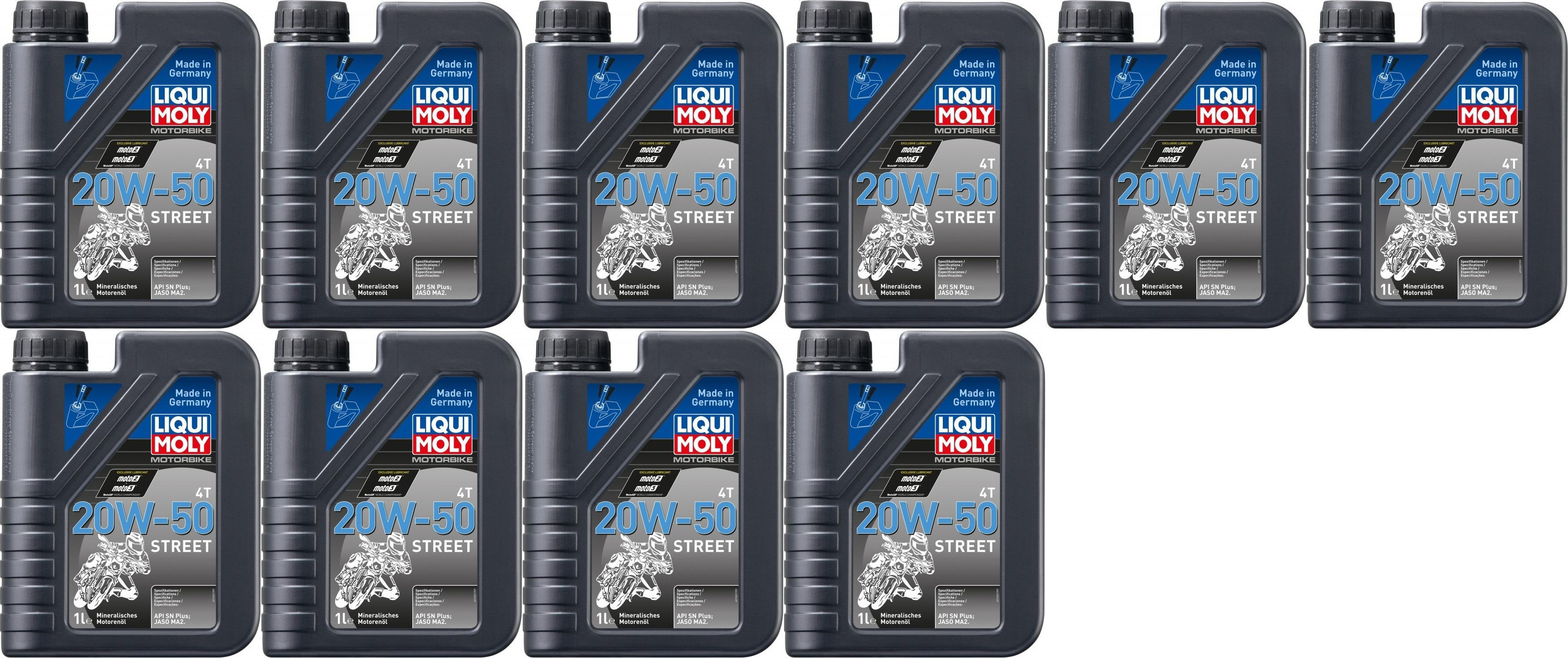 Liqui Moly 1500 Motorbike 4T 20W-50 Motorrad Motoröl Street 10x 1l = 10 Liter