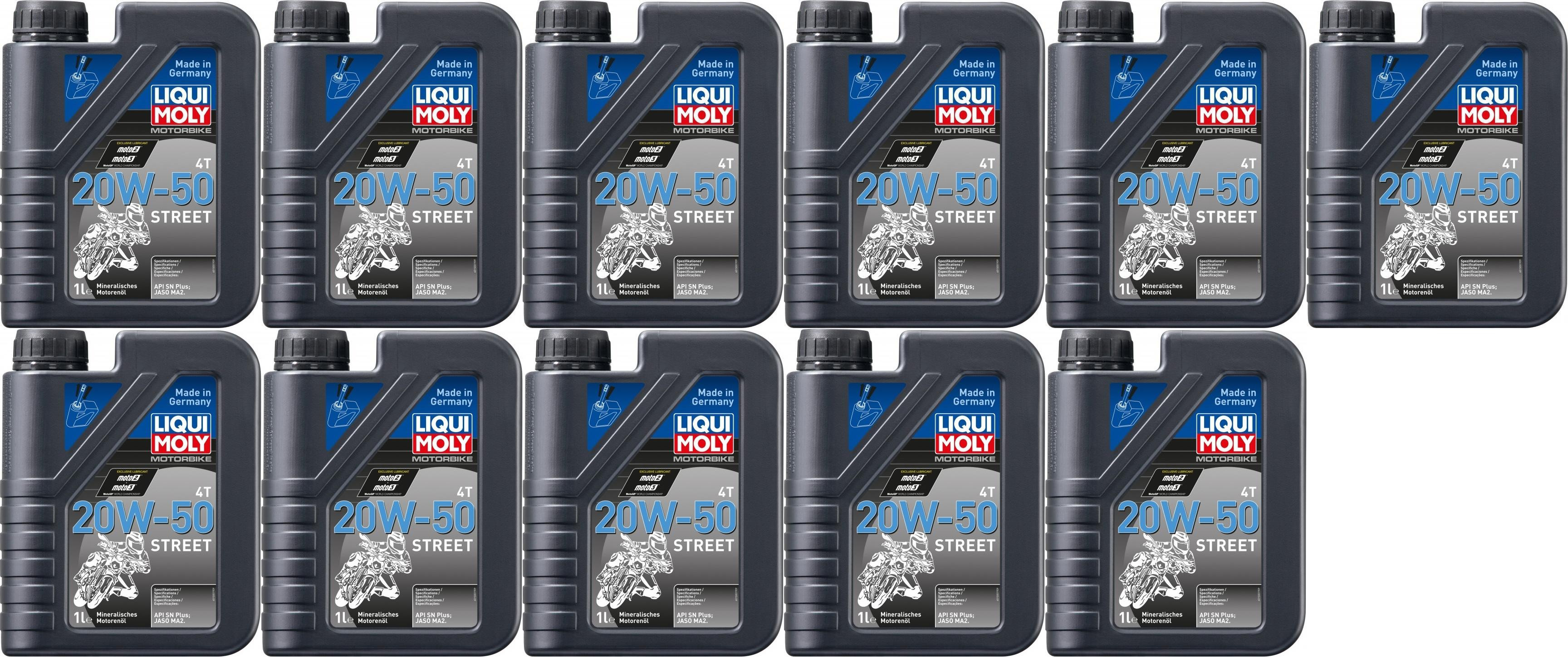 Liqui Moly 1500 Motorbike 4T 20W-50 Motorrad Motoröl Street 11x 1l = 11 Liter