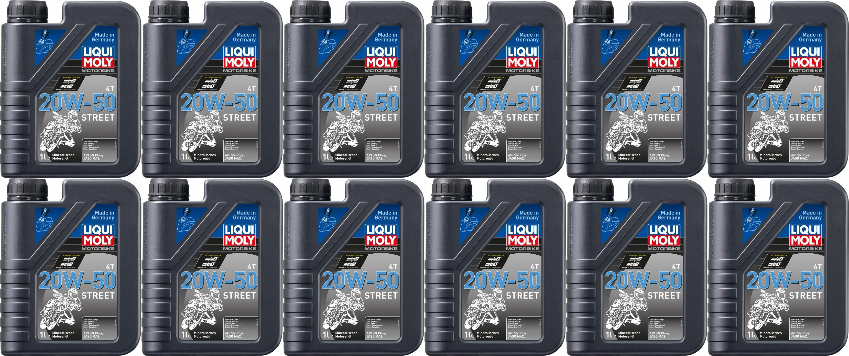 Liqui Moly 1500 Motorbike 4T 20W-50 Motorrad Motoröl Street 12x 1l = 12 Liter