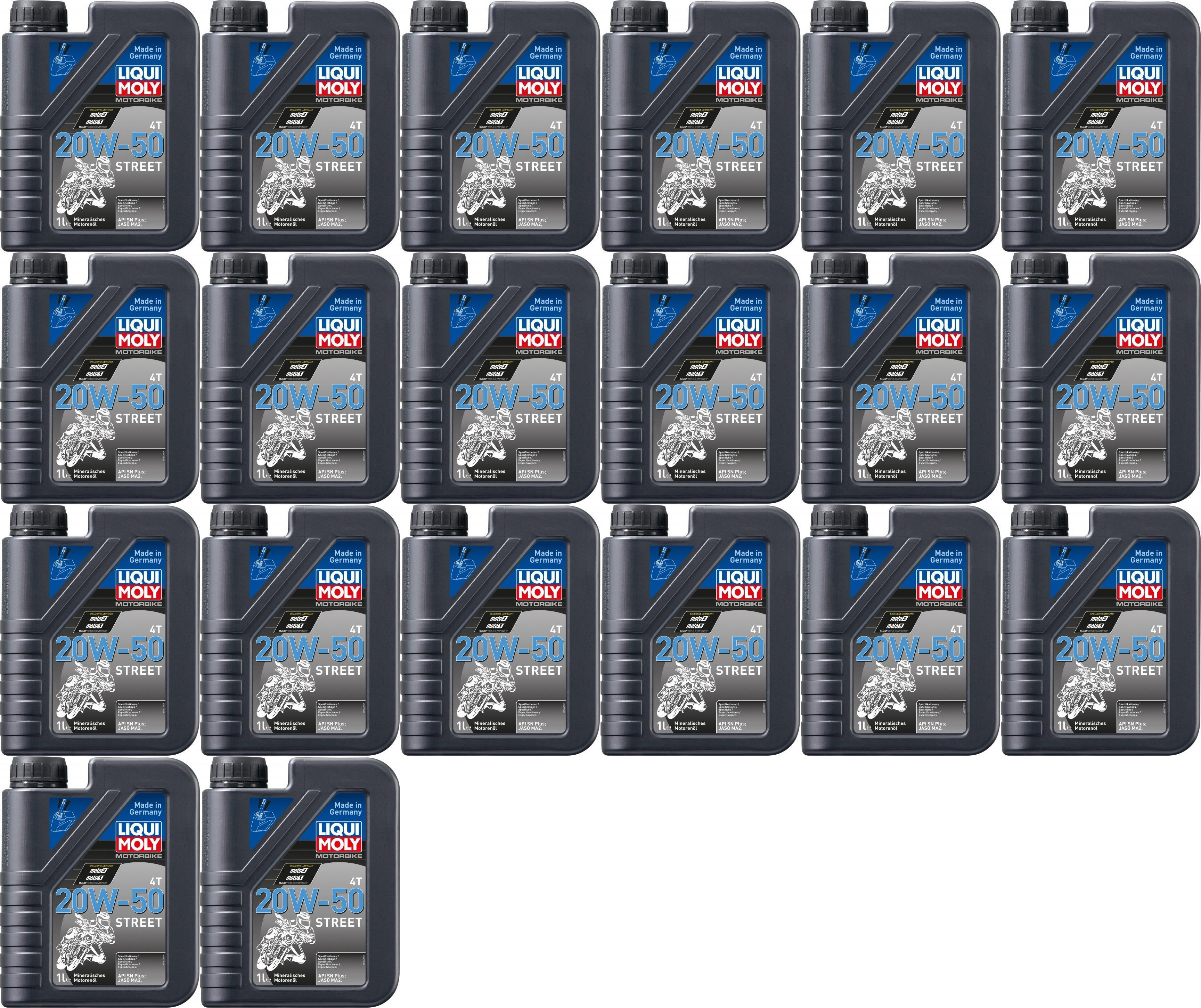 Liqui Moly 1500 Motorbike 4T 20W-50 Motorrad Motoröl Street 20x 1l = 20 Liter