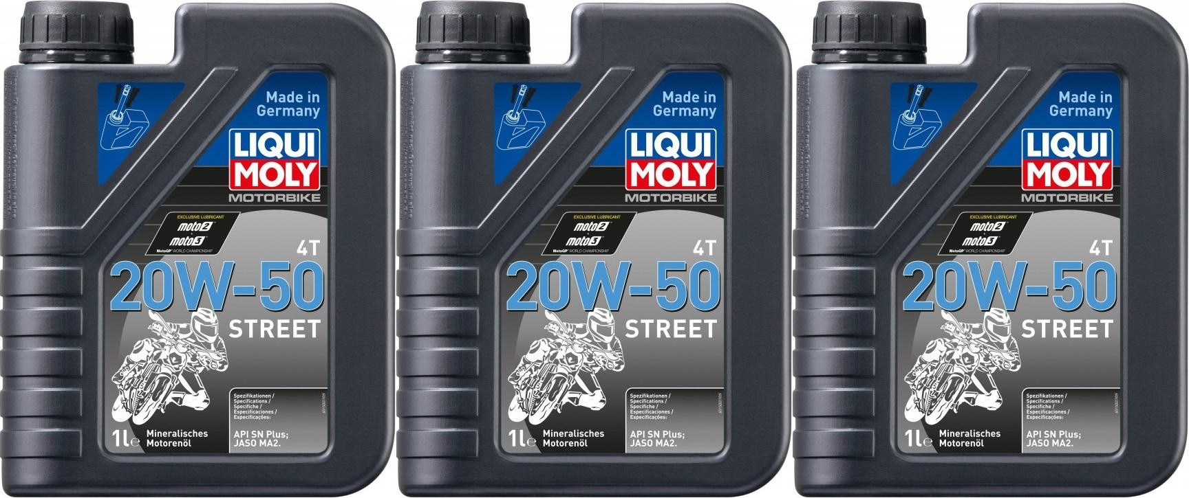 Liqui Moly 1500 Motorbike 4T 20W-50 Motorrad Motoröl Street 3x 1l = 3 Liter