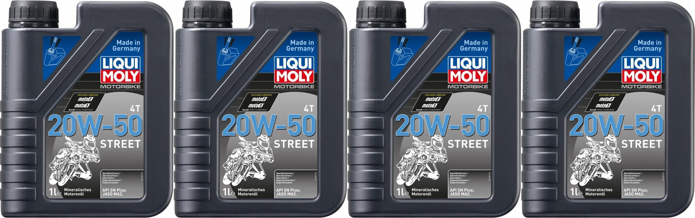 Liqui Moly 1500 Motorbike 4T 20W-50 Motorrad Motoröl Street 4x 1l = 4 Liter