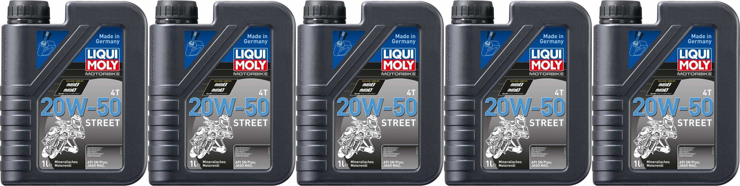 Liqui Moly 1500 Motorbike 4T 20W-50 Motorrad Motoröl Street 5x 1l = 5 Liter