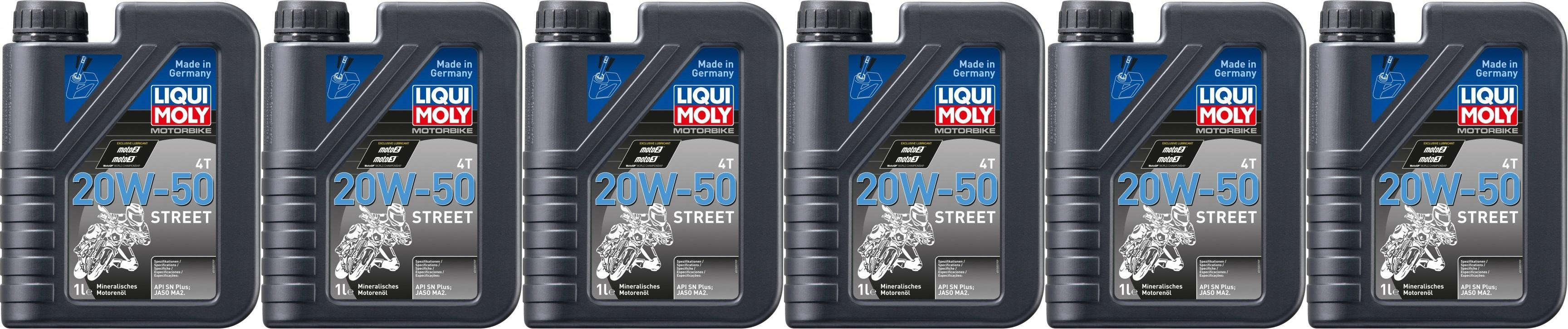 Liqui Moly 1500 Motorbike 4T 20W-50 Motorrad Motoröl Street 6x 1l = 6 Liter