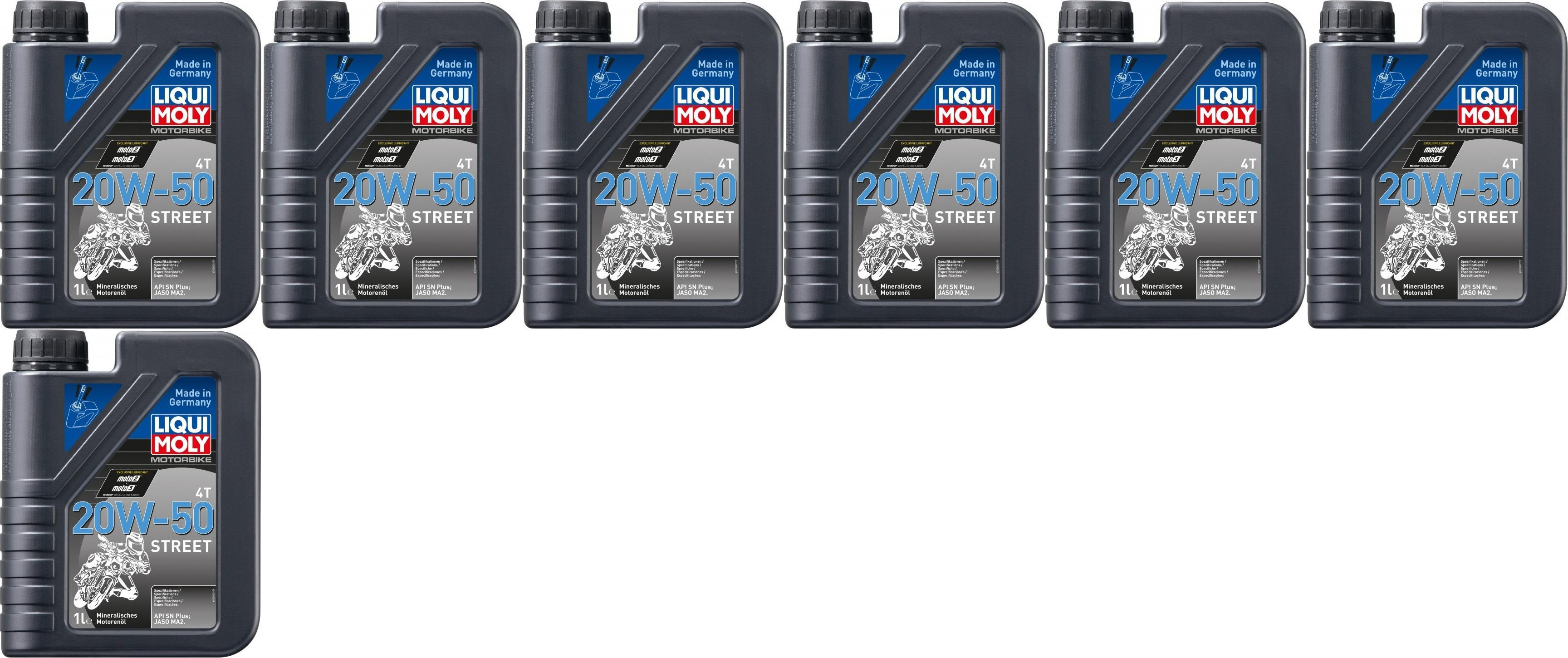 Liqui Moly 1500 Motorbike 4T 20W-50 Motorrad Motoröl Street 7x 1l = 7 Liter