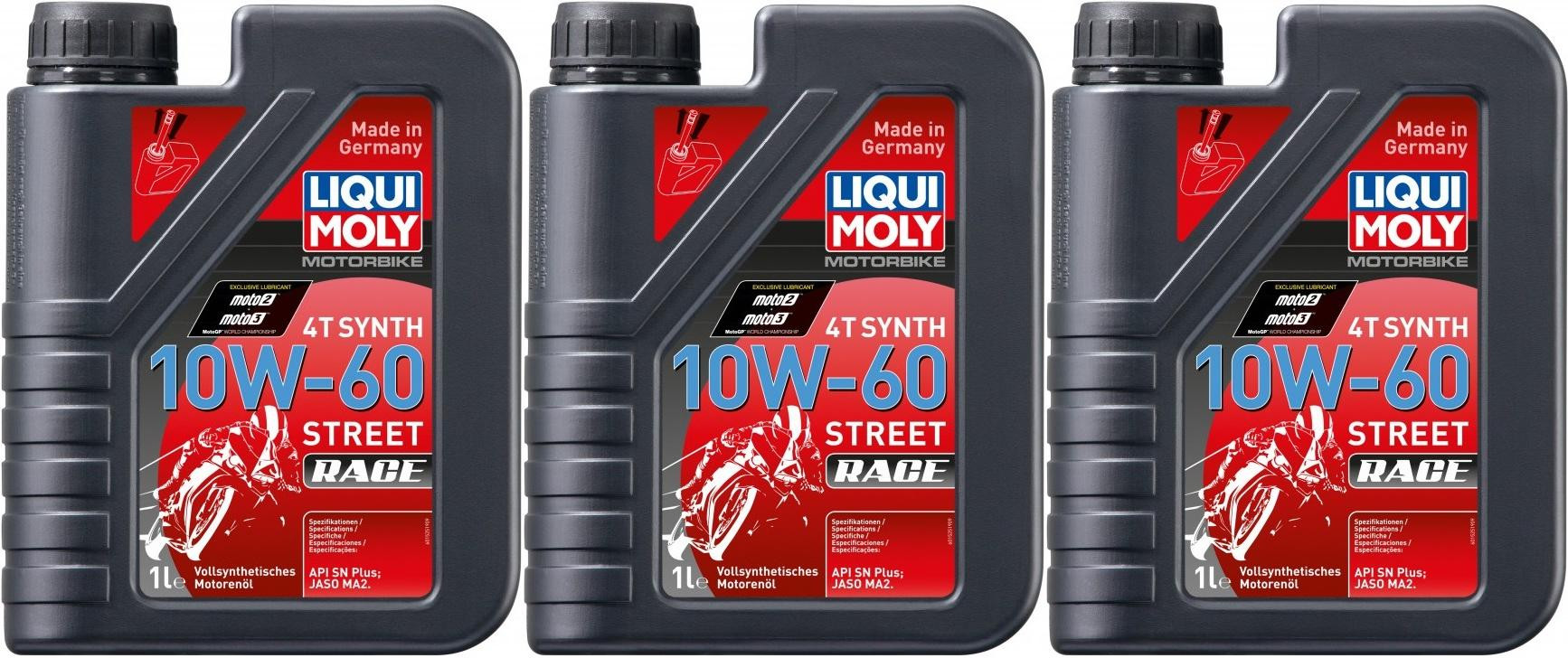 Liqui Moly 1525 Racing Synth 4T 10W-60 Motorrad Motoröl 3x 1l = 3 Liter