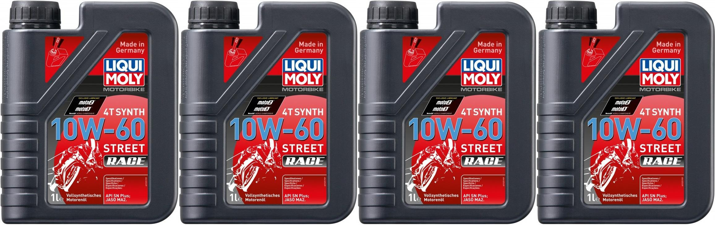 Liqui Moly 1525 Racing Synth 4T 10W-60 Motorrad Motoröl 4x 1l = 4 Liter