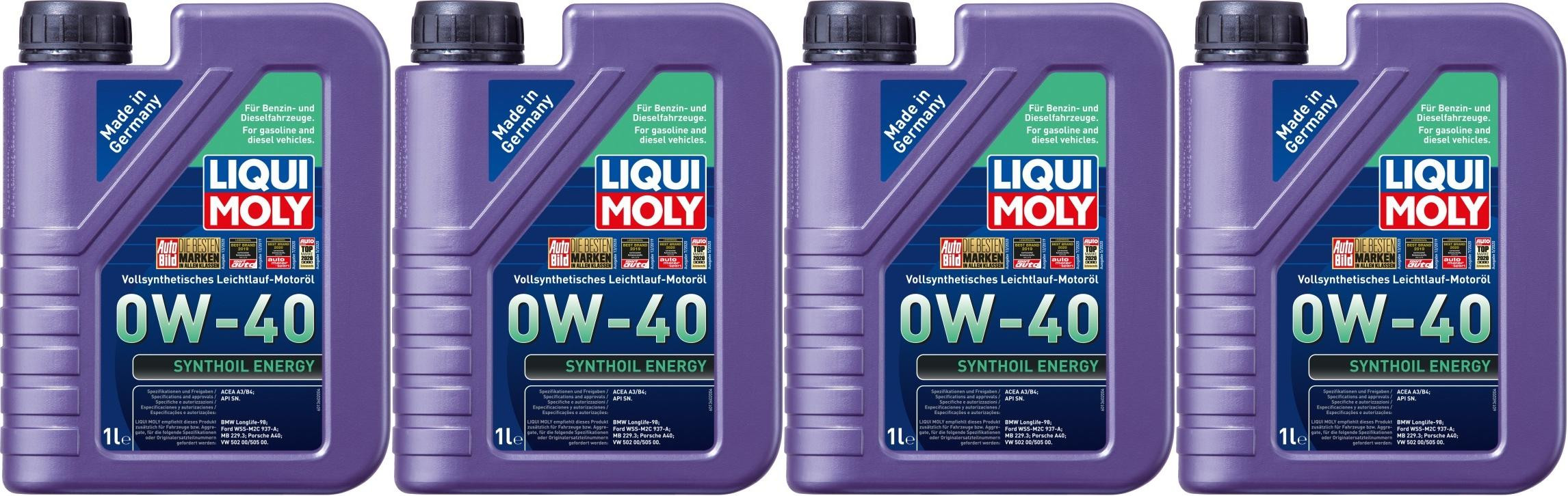 Liqui Moly 1360 Synthoil Energy 0W-40 Motoröl 4x 1l = 4 Liter