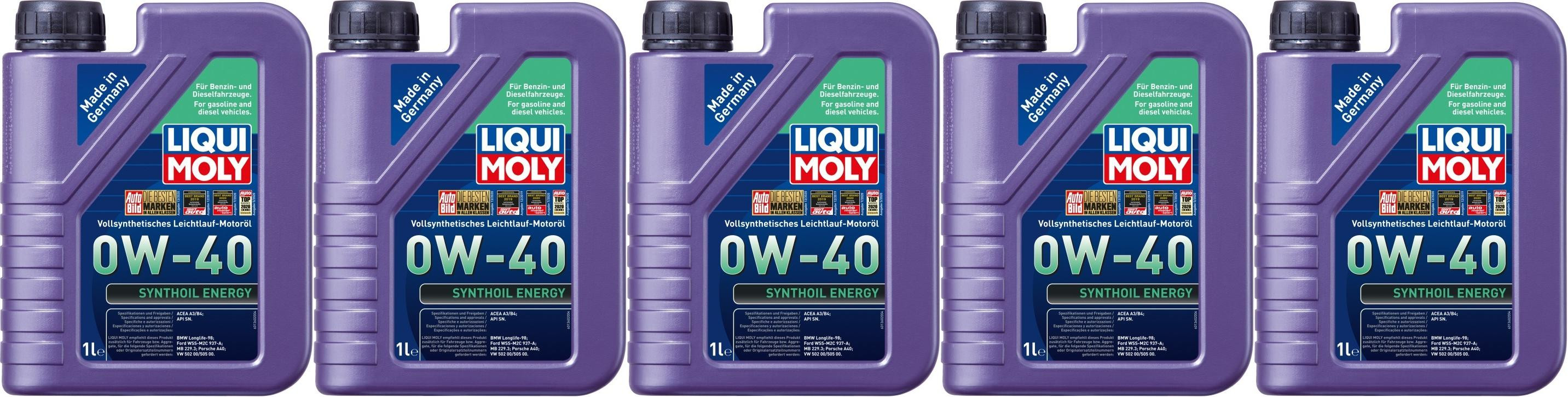 Liqui Moly 1360 Synthoil Energy 0W-40 Motoröl 5x 1l = 5 Liter