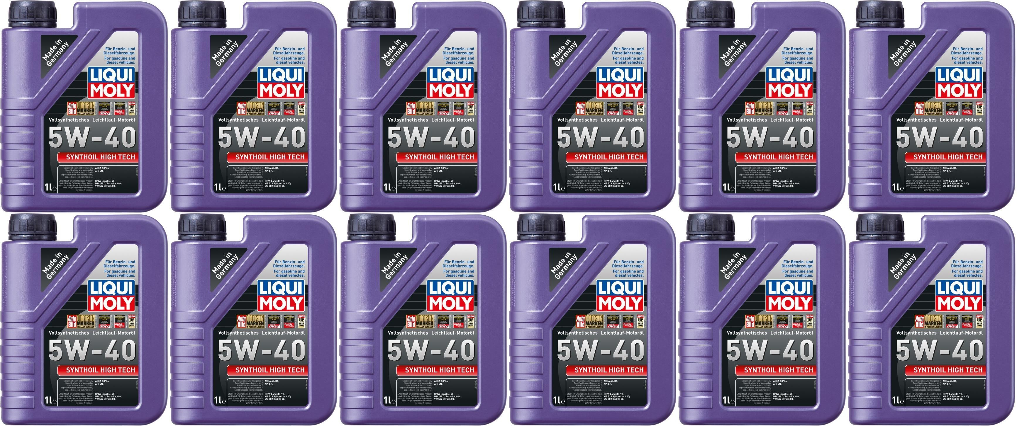 Liqui Moly 1306 Synthoil High Tech 5W-40 Motoröl 12x 1l = 12 Liter