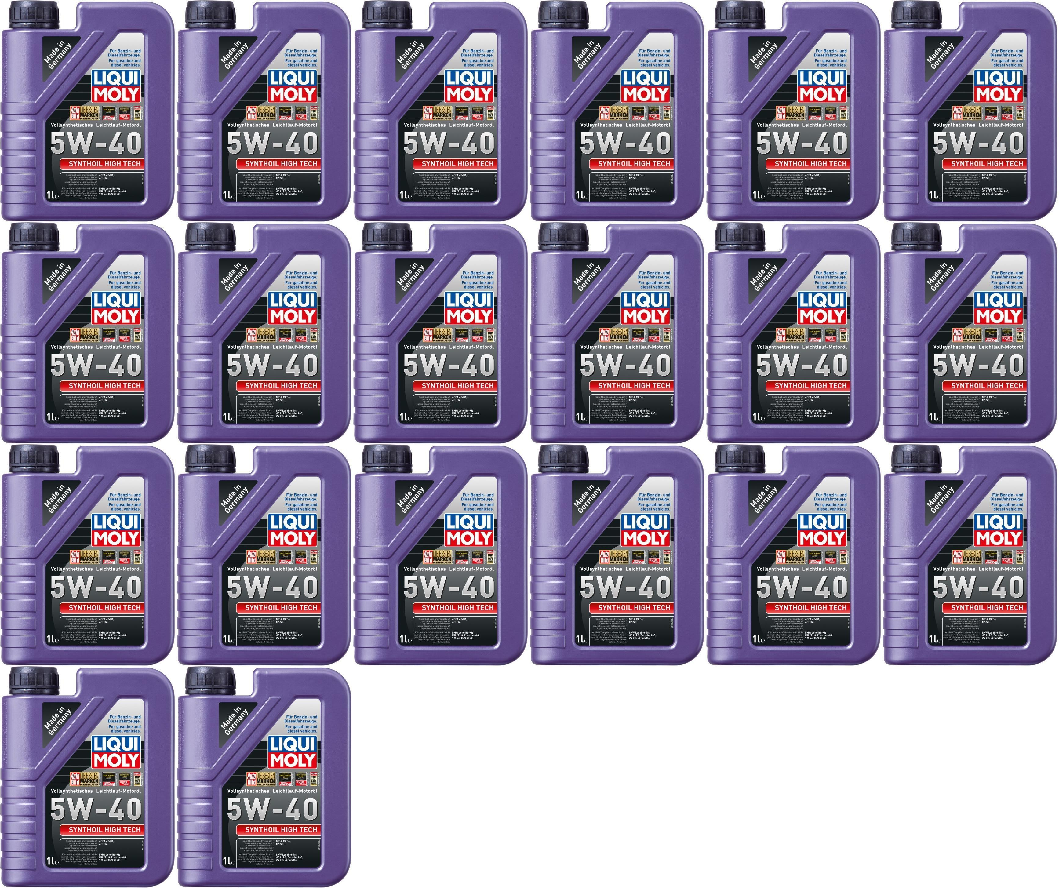 Liqui Moly 1306 Synthoil High Tech 5W-40 Motoröl 20x 1l = 20 Liter
