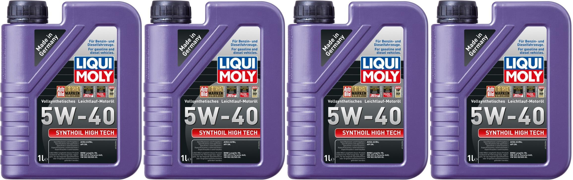 Liqui Moly 1306 Synthoil High Tech 5W-40 Motoröl 4x 1l = 4 Liter