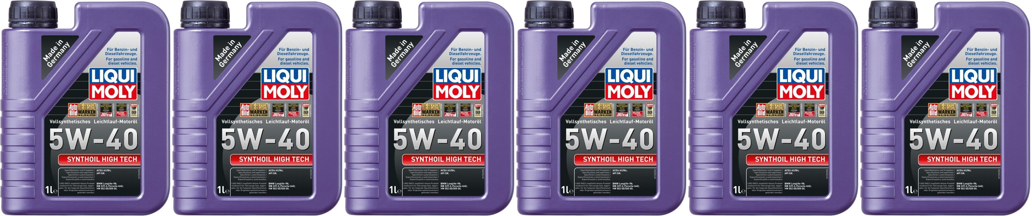 Liqui Moly 1306 Synthoil High Tech 5W-40 Motoröl 6x 1l = 6 Liter