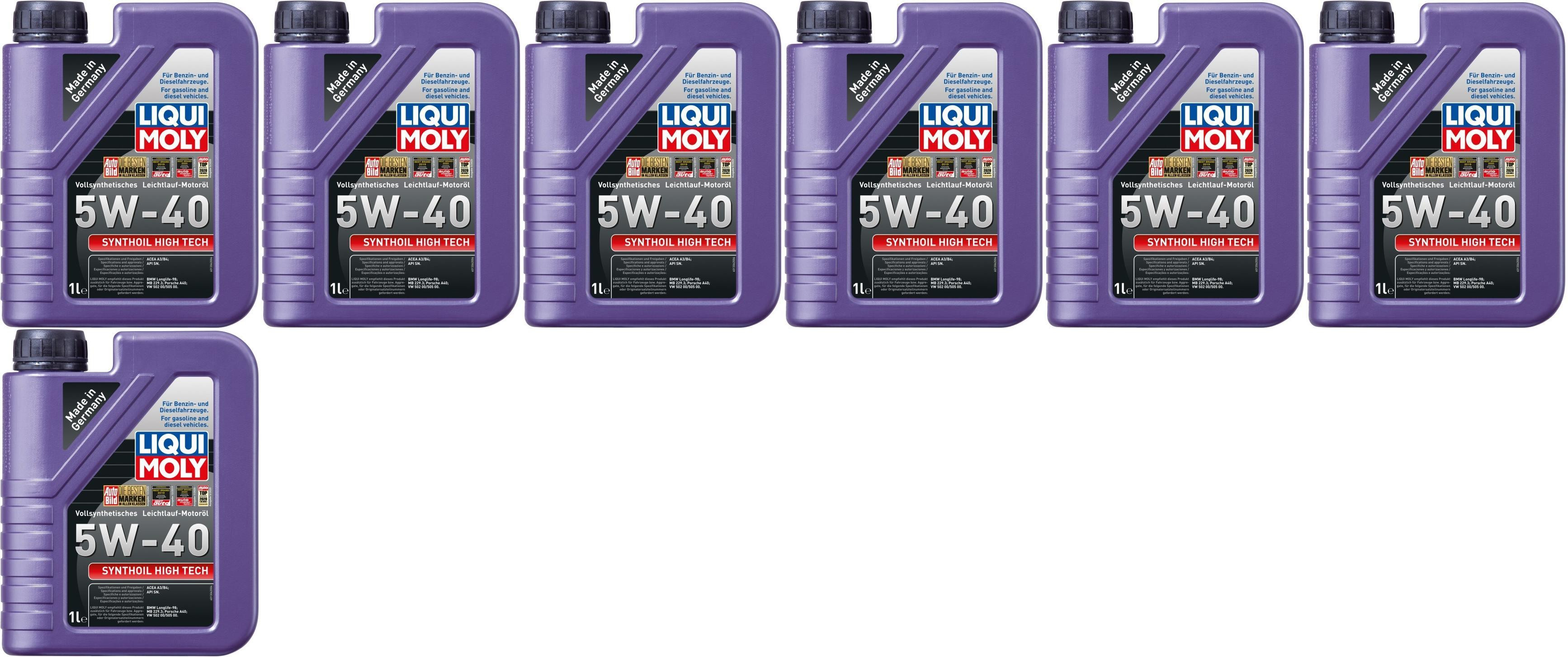 Liqui Moly 1306 Synthoil High Tech 5W-40 Motoröl 7x 1l = 7 Liter