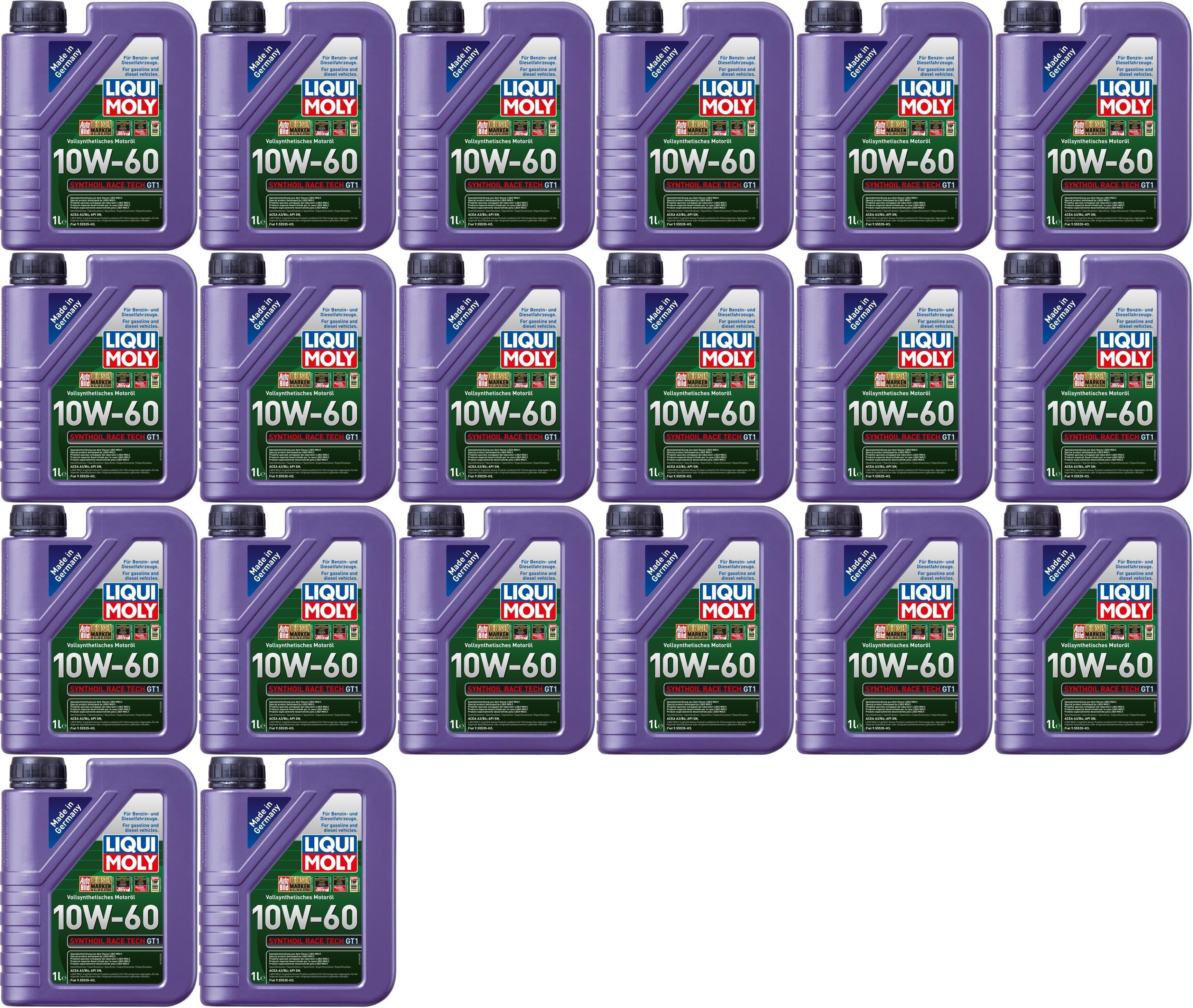 Liqui Moly 1390 Synthoil Race Tech GT1 10W-60 Motoröl 20x 1l = 20 Liter
