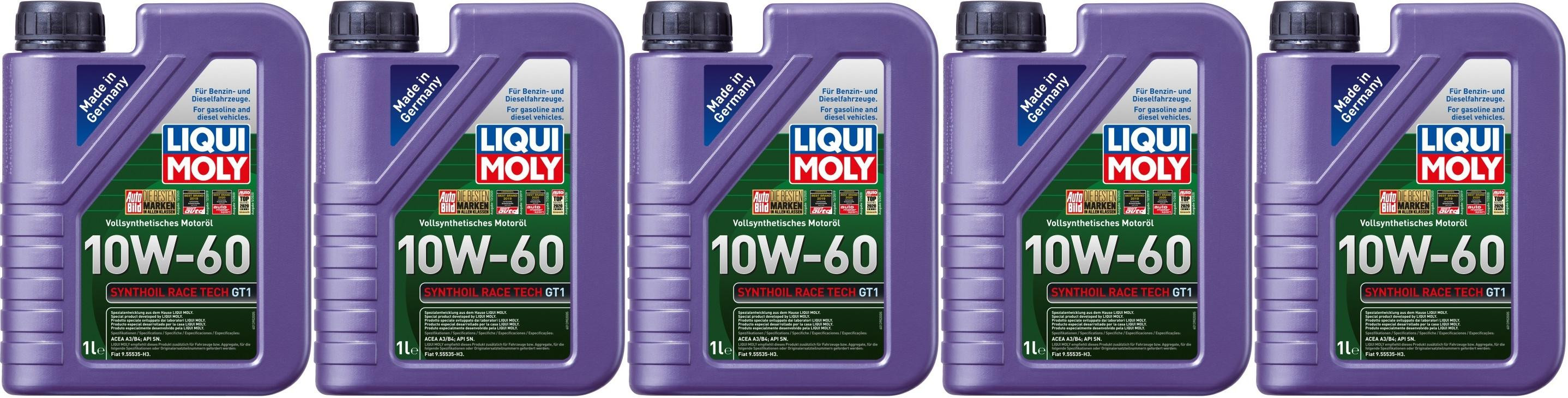 Liqui Moly 1390 Synthoil Race Tech GT1 10W-60 Motoröl 5x 1l = 5 Liter