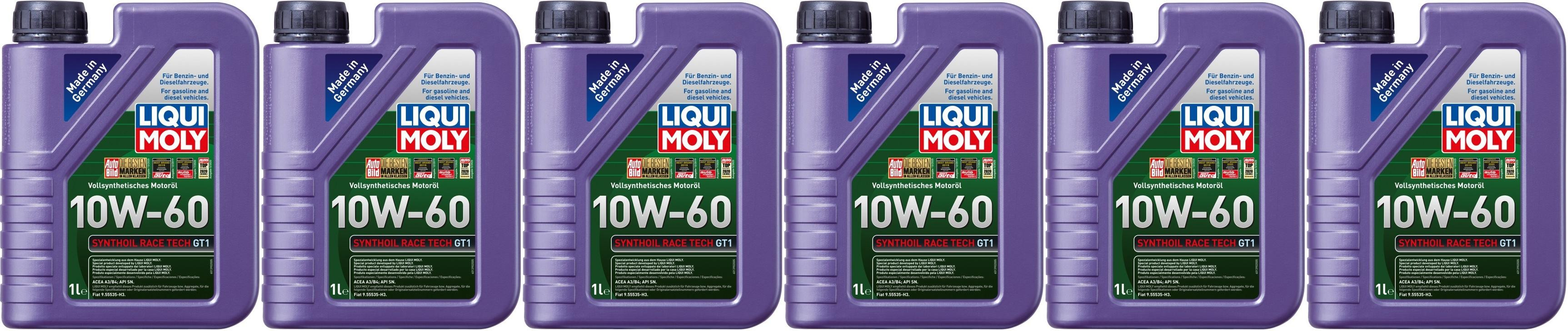 Liqui Moly 1390 Synthoil Race Tech GT1 10W-60 Motoröl 6x 1l = 6 Liter