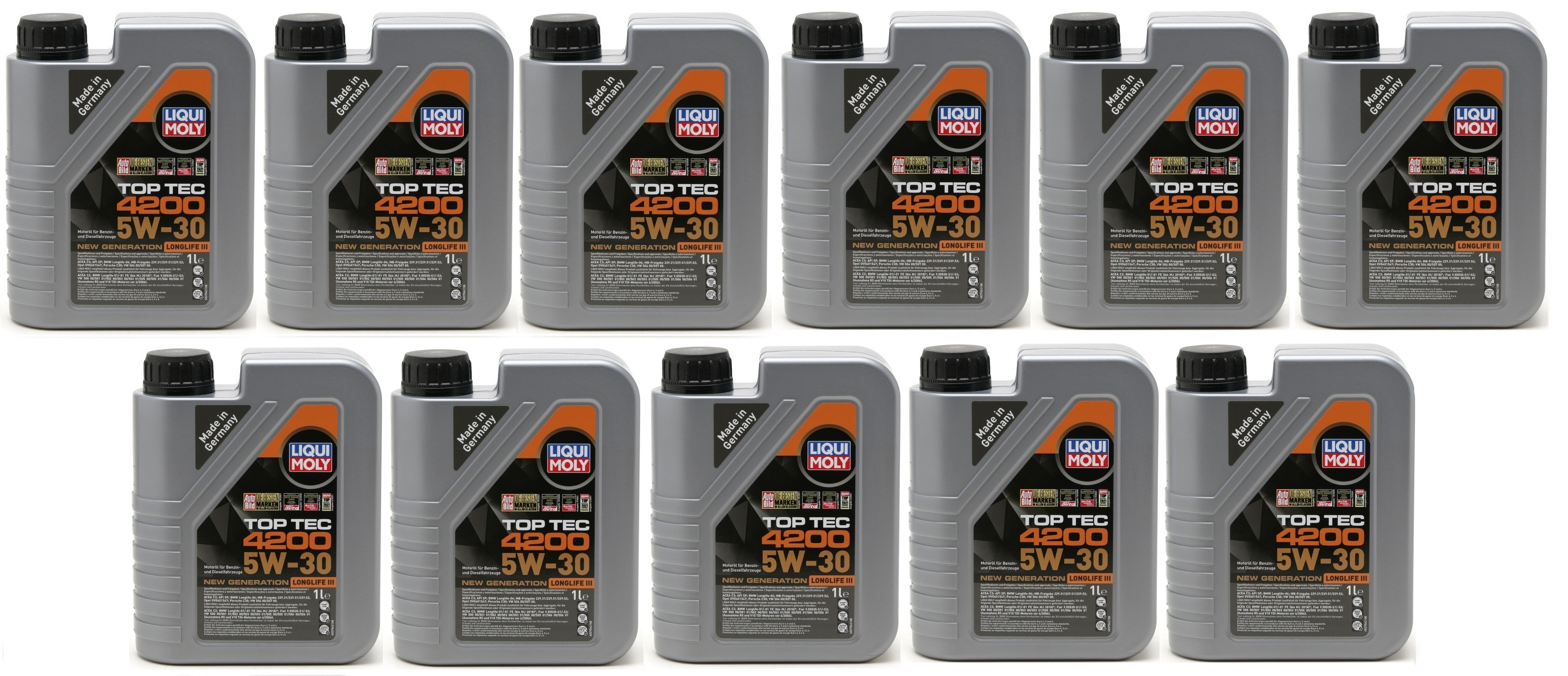 Liqui Moly 3706 5W-30 Top Tec 4200 Longlife III Motoröl 11x 1l = 11 Liter
