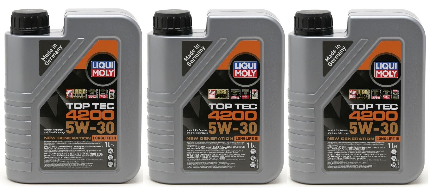 Liqui Moly 3706 5W-30 Top Tec 4200 Longlife III Motoröl 3x 1l = 3 Liter
