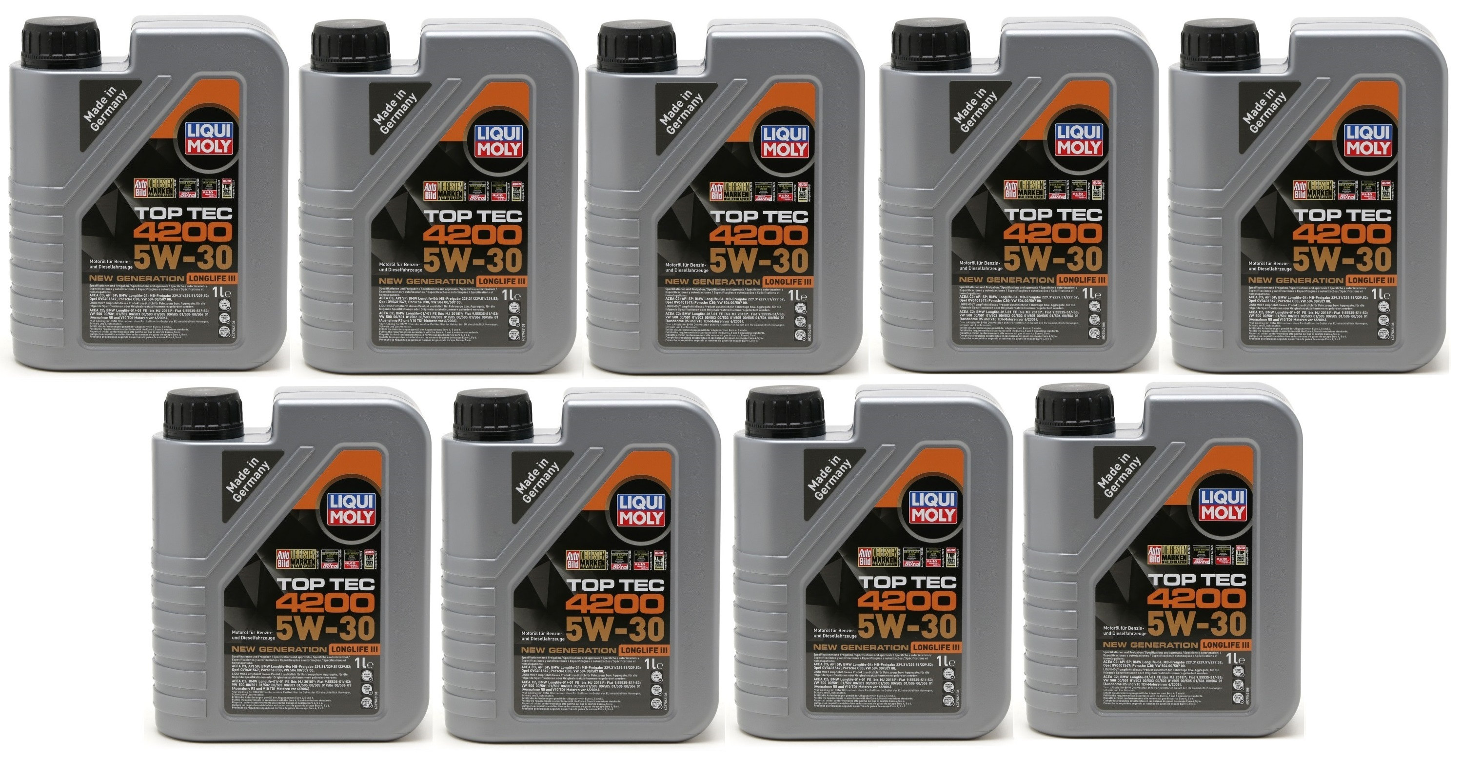 Liqui Moly 3706 5W-30 Top Tec 4200 Longlife III Motoröl 9x 1l = 9 Liter