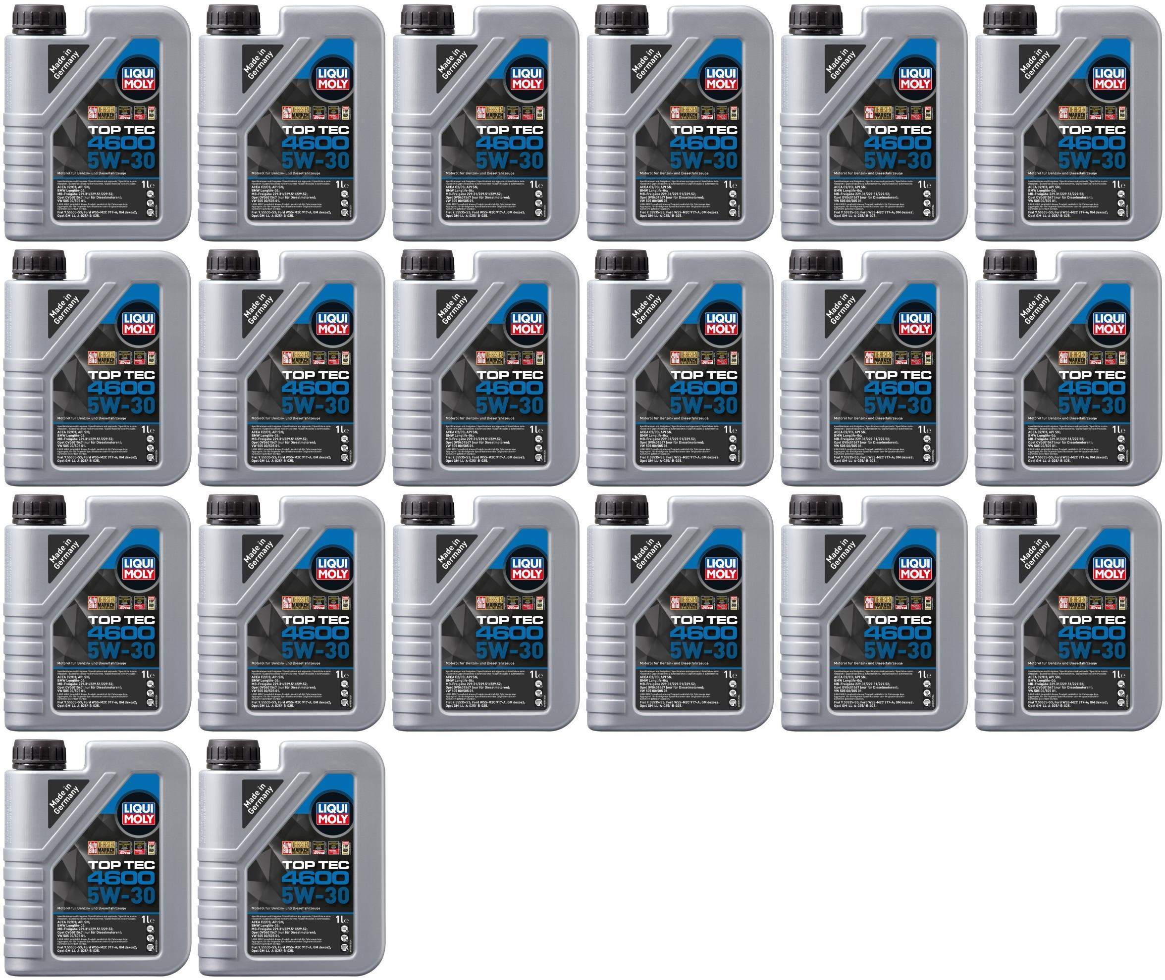 Liqui Moly 3755 5W-30 Top Tec 4600 Motoröl 20x 1l = 20 Liter