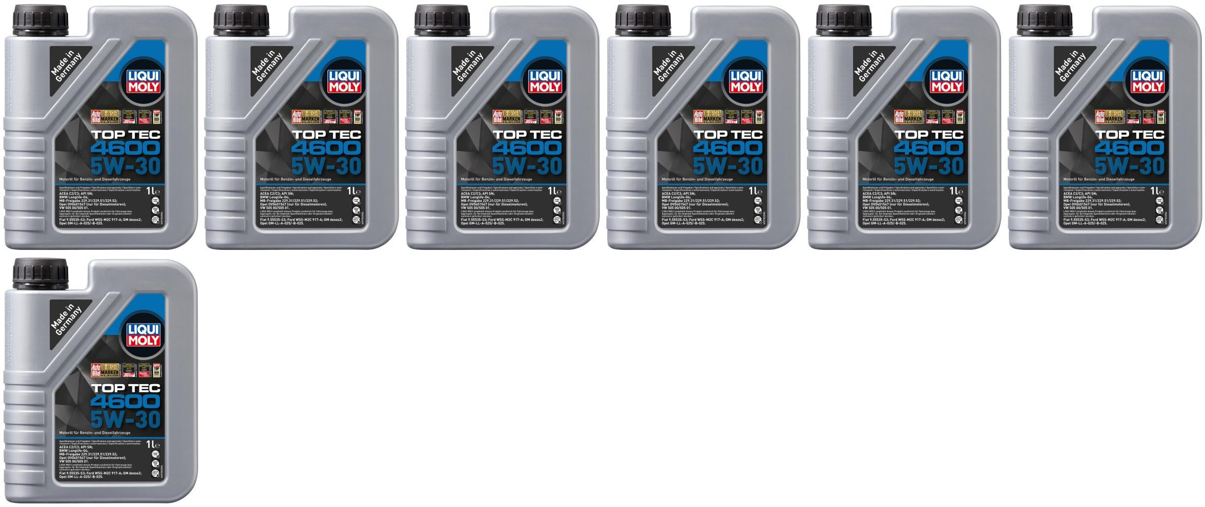 Liqui Moly 3755 5W-30 Top Tec 4600 Motoröl 7x 1l = 7 Liter