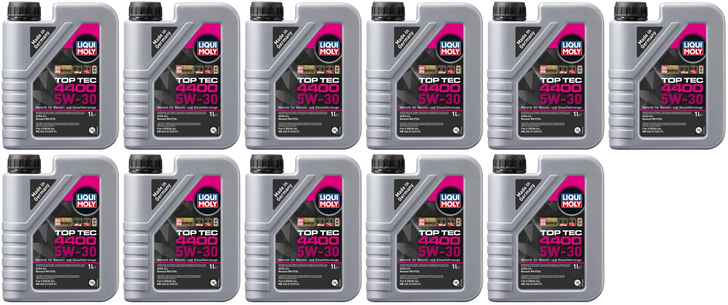 Liqui Moly 3750 5W-30 Top Tec 4400 Motoröl 11x 1l = 11 Liter