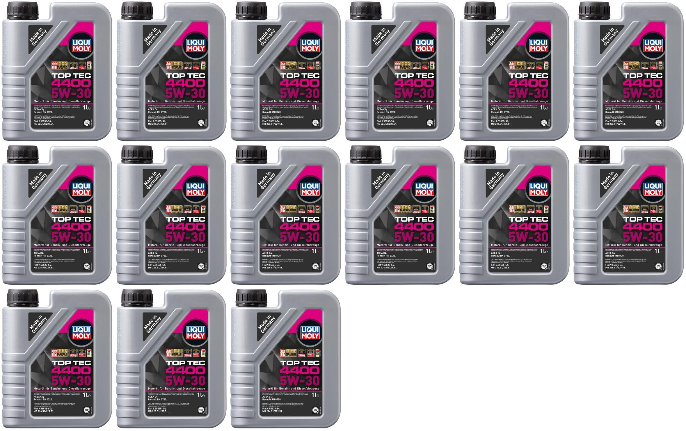 Liqui Moly 3750 5W-30 Top Tec 4400 Motoröl 15x 1l = 15 Liter