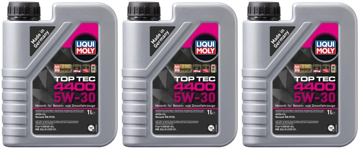 Liqui Moly 3750 5W-30 Top Tec 4400 Motoröl 3x 1l = 3 Liter